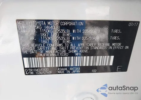 2017 Toyota Rav4 Se from USA, damaged, VIN JTMJFREV8HJ170382